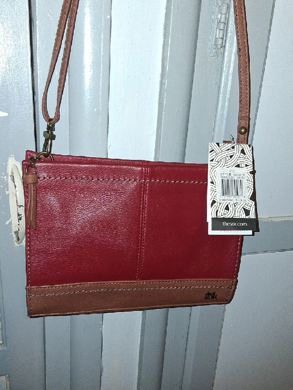 The Sak Two-Tone Burgundy and Brown Crossbody Convertable - Picture 3 of 16